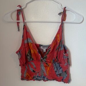 Patrons of Peace Red and Blue Floral Crop Top
